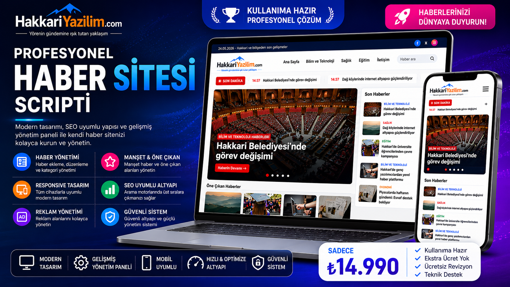 Profesyonel Haber Sitesi Scripti – Modern & SEO Uyumlu Haber Yazılımı görseli