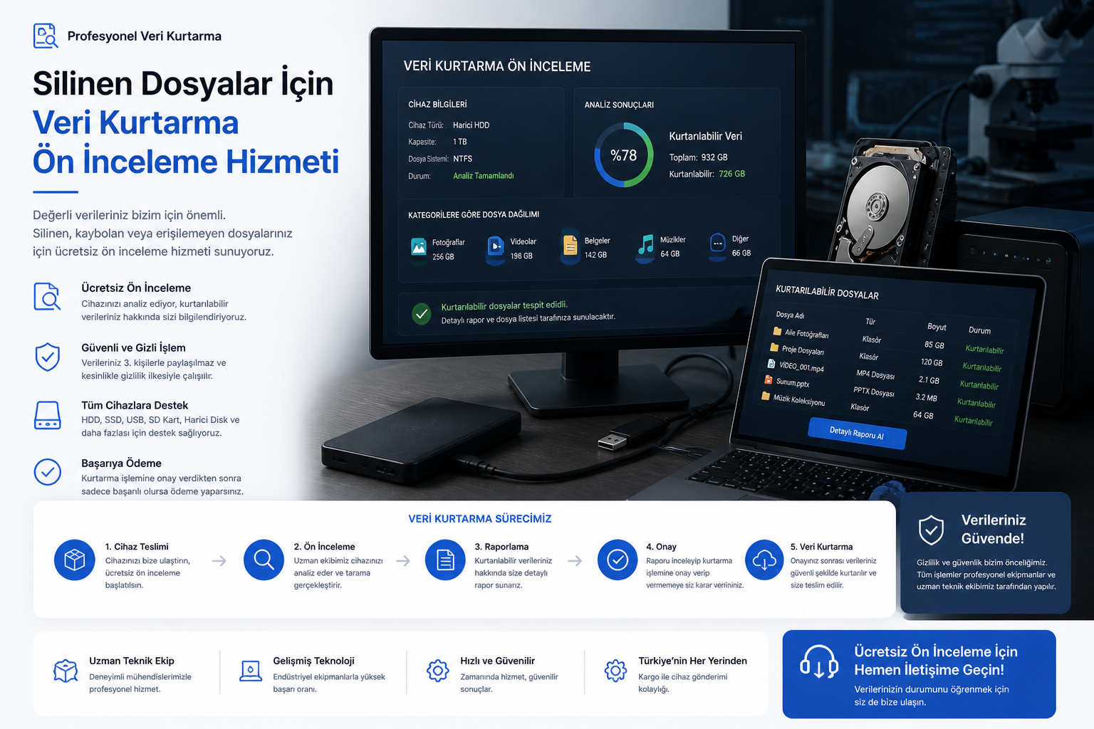 Silinen Dosyalar İçin Veri Kurtarma Ön İnceleme Hizmeti görseli